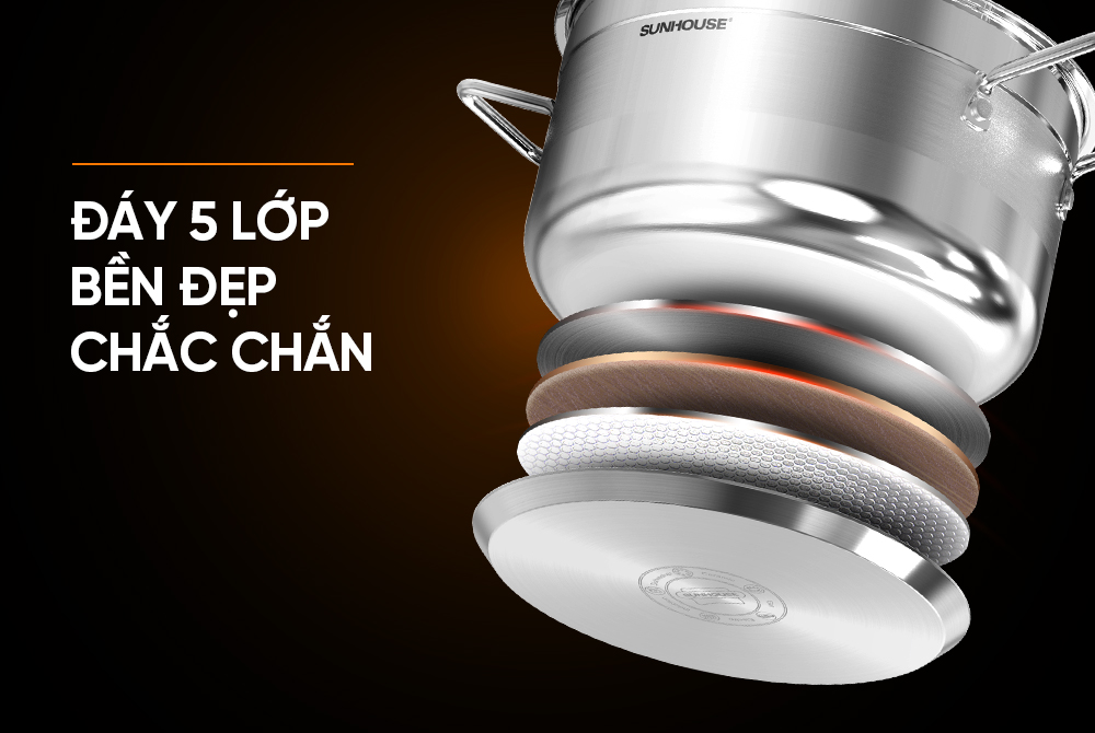 Bộ nồi inox có 5 đáy  Bộ nồi inox 5 đáy