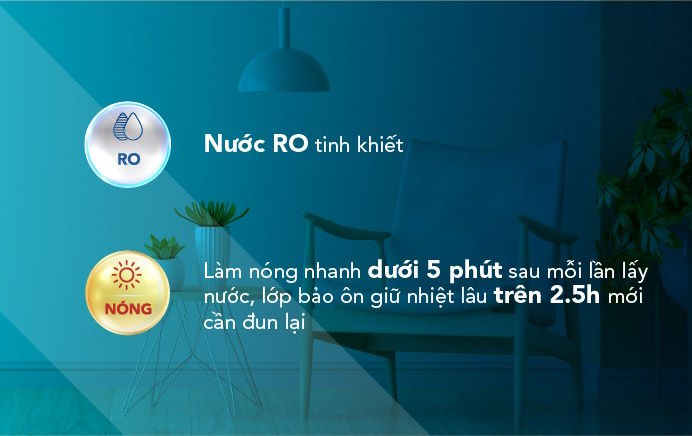 Hai chế độ nước nóng tinh khiết và nguội khoáng tiện lợi Máy lọc nước RO nóng nguội Hòa Phát HPN615