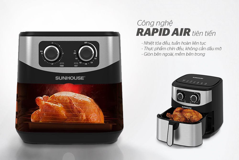 Sunhouse SHD4035 áp dụng công nghệ chiên Rapid Air Sunhouse SHD4035
