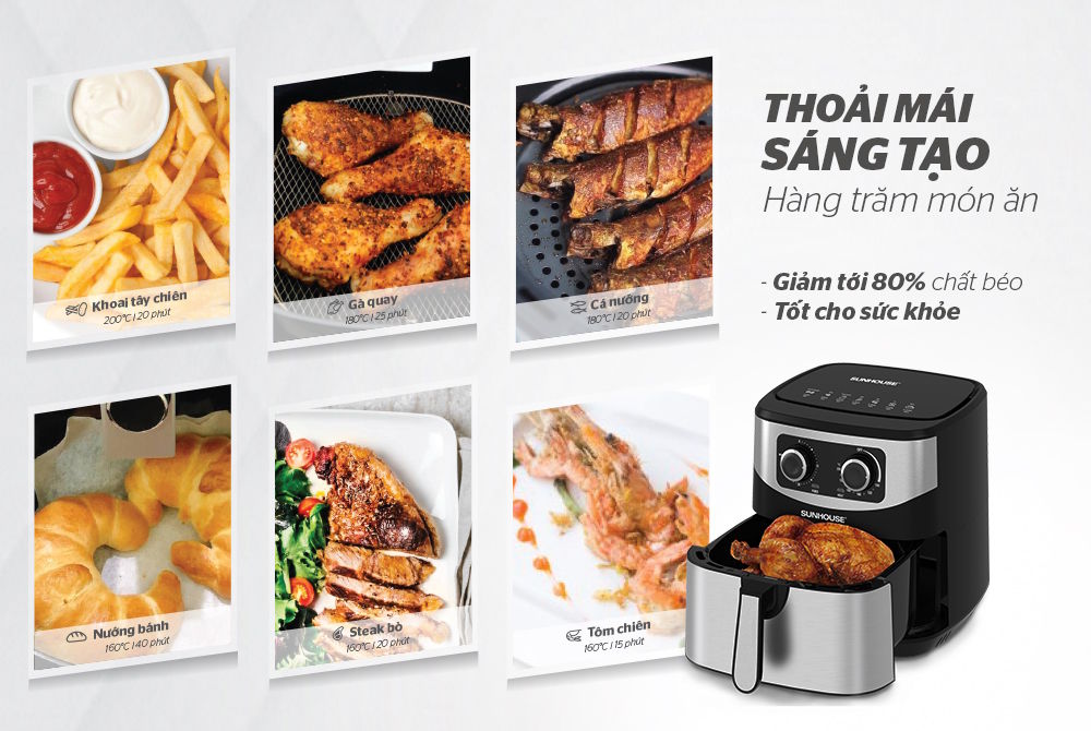 Nồi chiên không dầu SHD4035 giúp giảm mỡ thừa hiệu quả Nồi chiên không dầu SHD4035