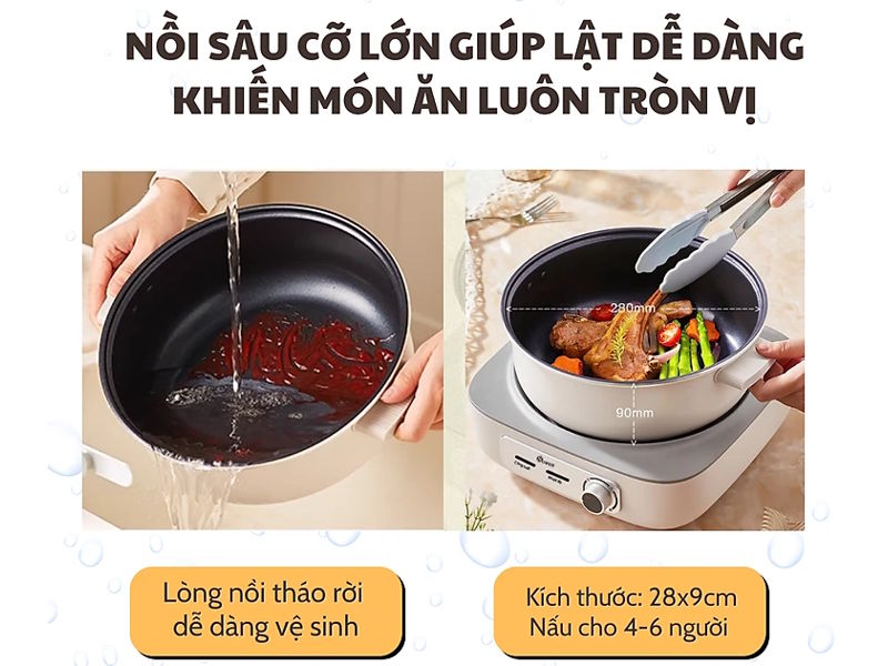 Nồi lẩu điện có lòng nồi đường kính 28cm Nồi lẩu điện