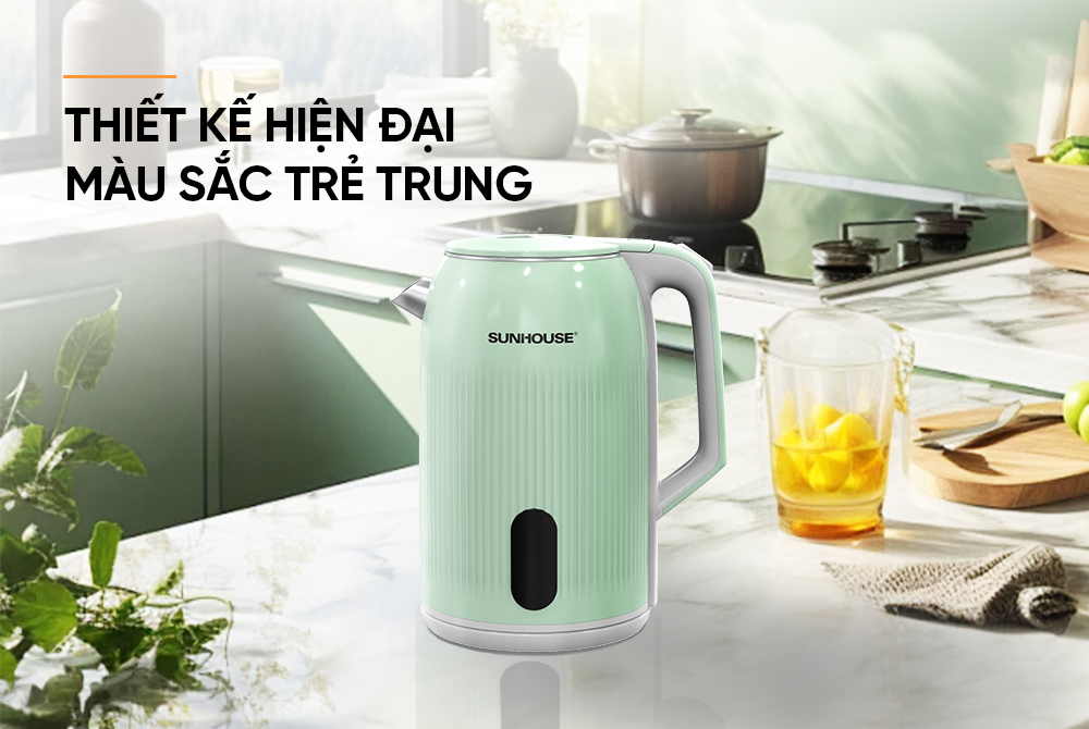 Ấm siêu tốc inox Sunhouse SHD1364 Ấm siêu tốc inox Sunhouse SHD1364