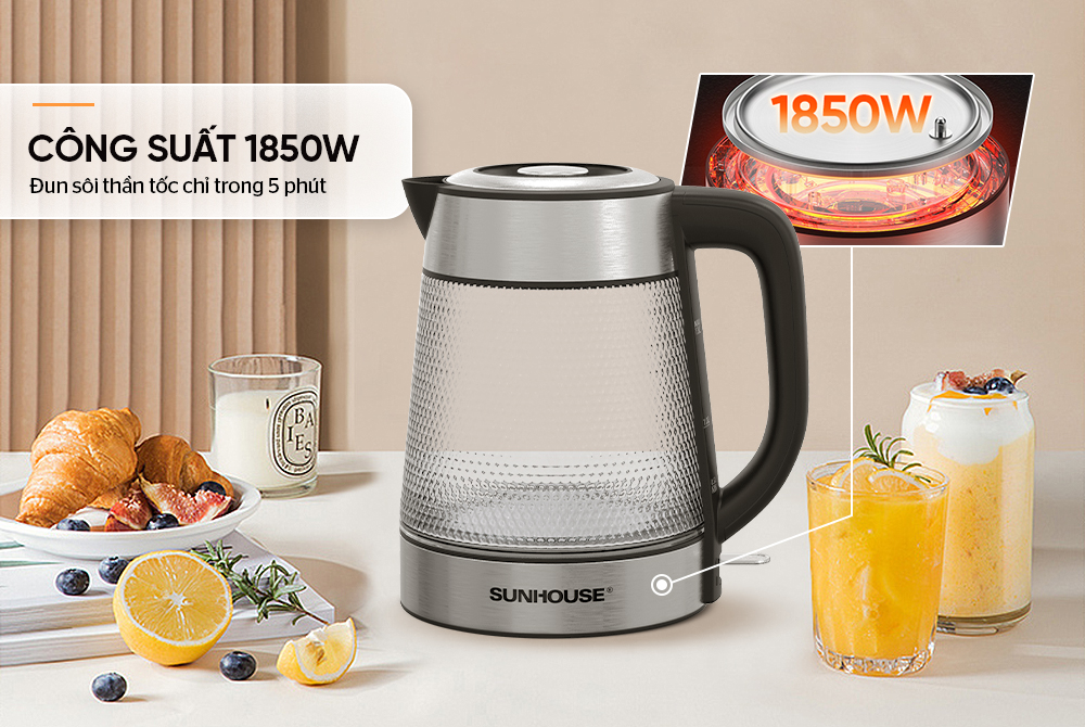 Ấm siêu tốc thủy tinh  