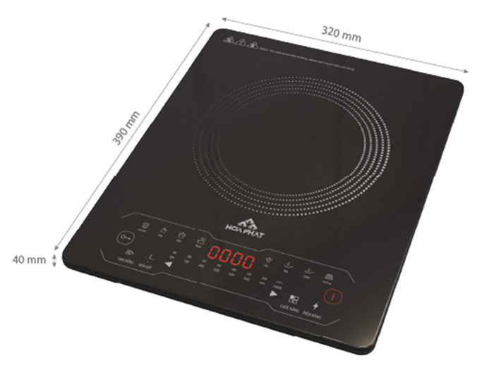 Kích thước Bếp từ đơn Hòa Phát HPC D12A2 Kích thước Bếp từ đơn Hòa Phát HPC D12A2