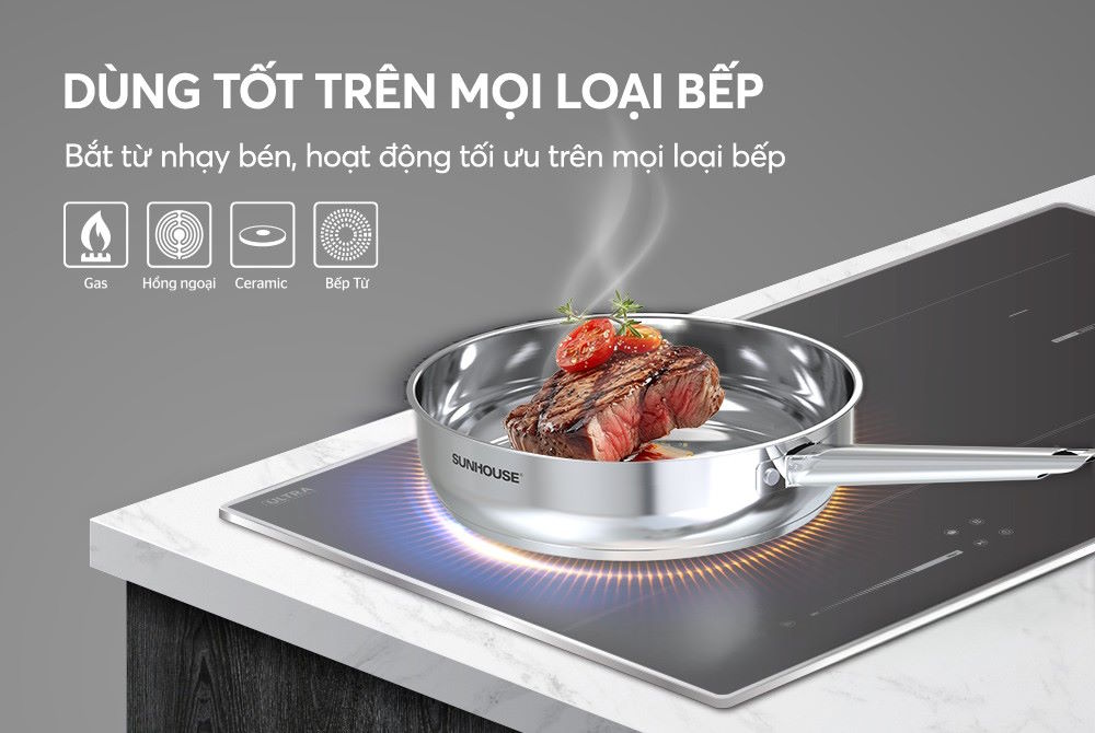 Tương thích với mọi loại bếp – Linh hoạt và tiện dụng Sunhouse Healthy IN16M9
