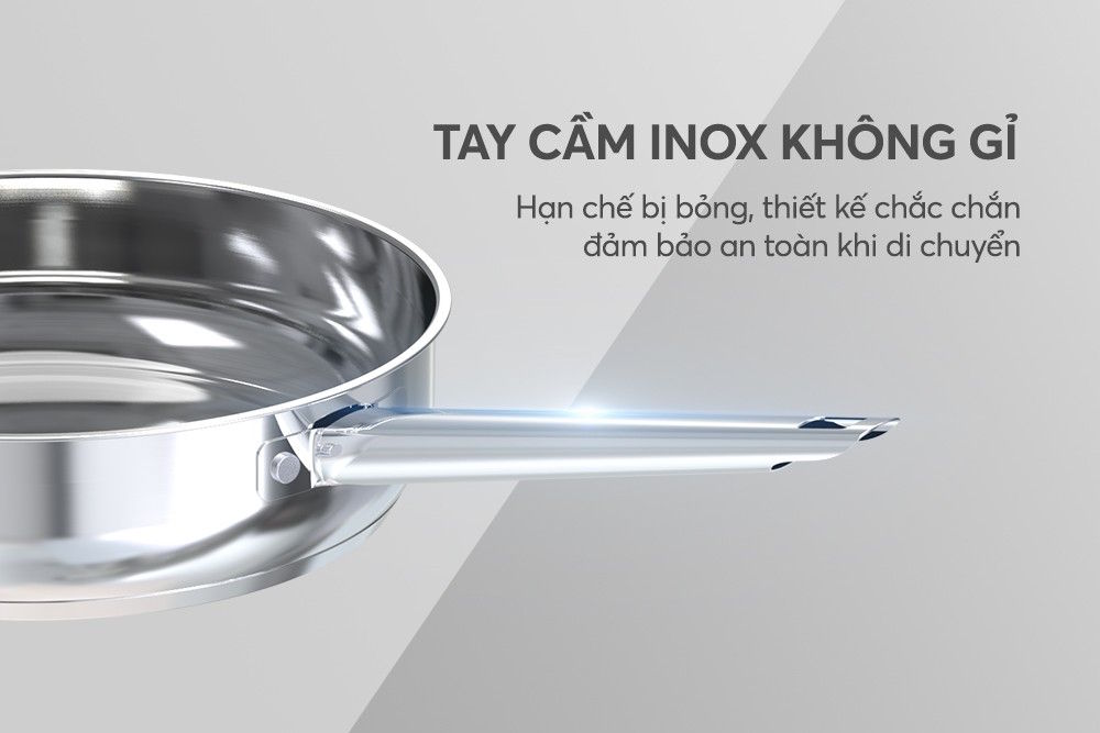 Chảo với tay cầm inox chắc chắn Chảo inox