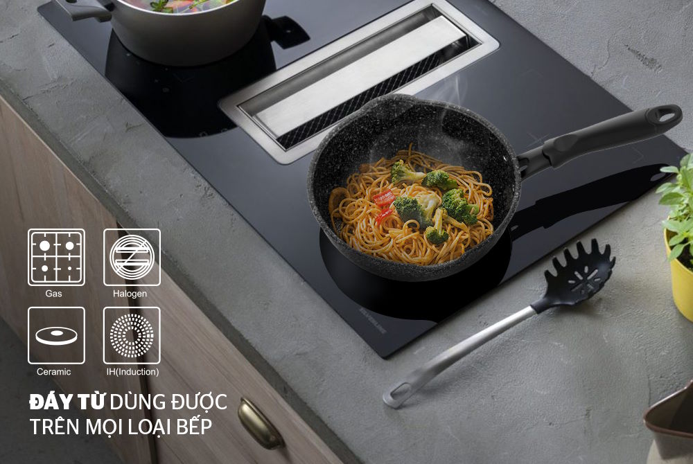 Chất liệu nhôm nguyên chất – bền chắc và truyền nhiệt tốt Chảo sâu đáy từ Sunhouse SHS20MRD