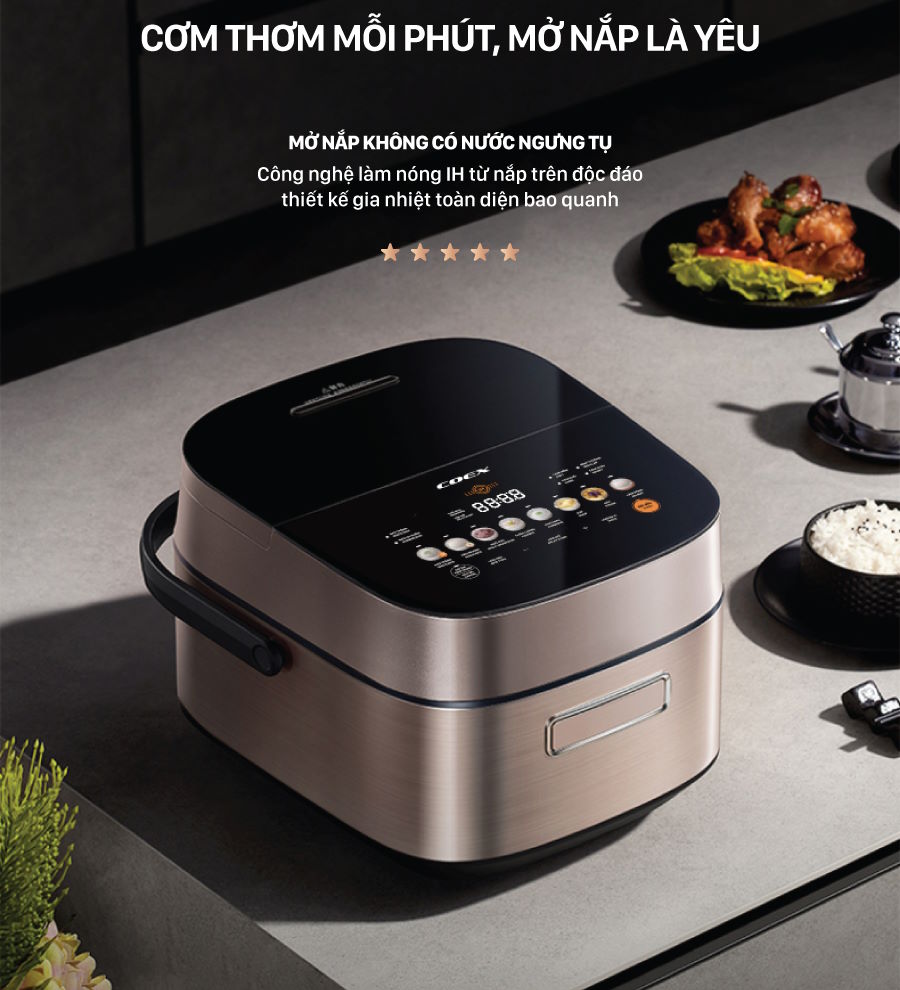 Thiết kế sang trọng – Điểm nhấn cho gian bếp hiện đại Nồi cơm điện tử cao tần 1.5 lít Coex CR-3469IH