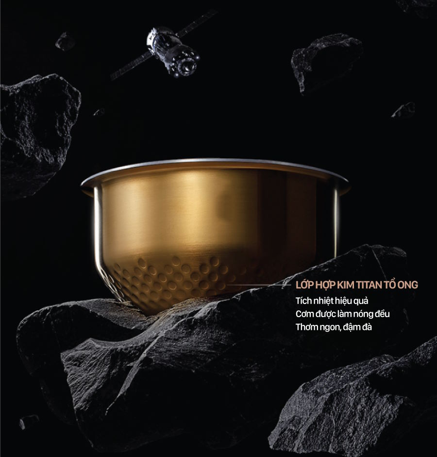 Lòng nồi PEEK Titanium – Bền bỉ 10 năm, chống dính vượt trội Nồi cơm điện tử cao tần Coex CR-3469IH