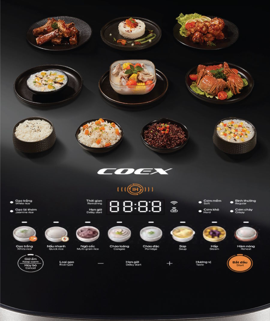 Bảng điều khiển cảm ứng đa sắc – 8 chế độ nấu linh hoạt Coex CR-3469IH