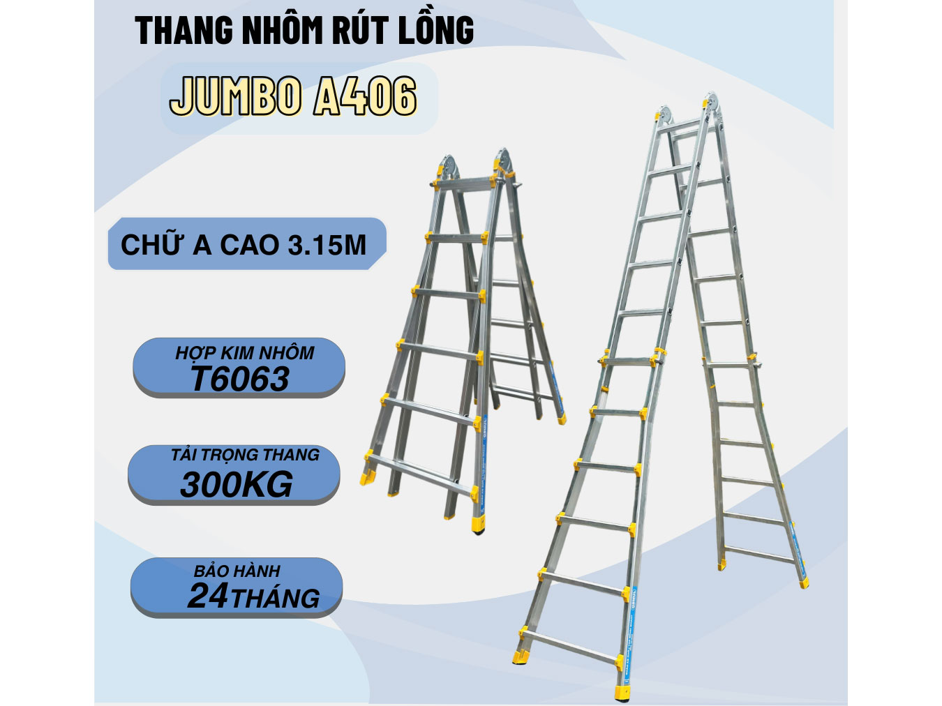 Thang nhôm rút lồng Jumbo A406 Thang nhôm rút lồng Jumbo A406