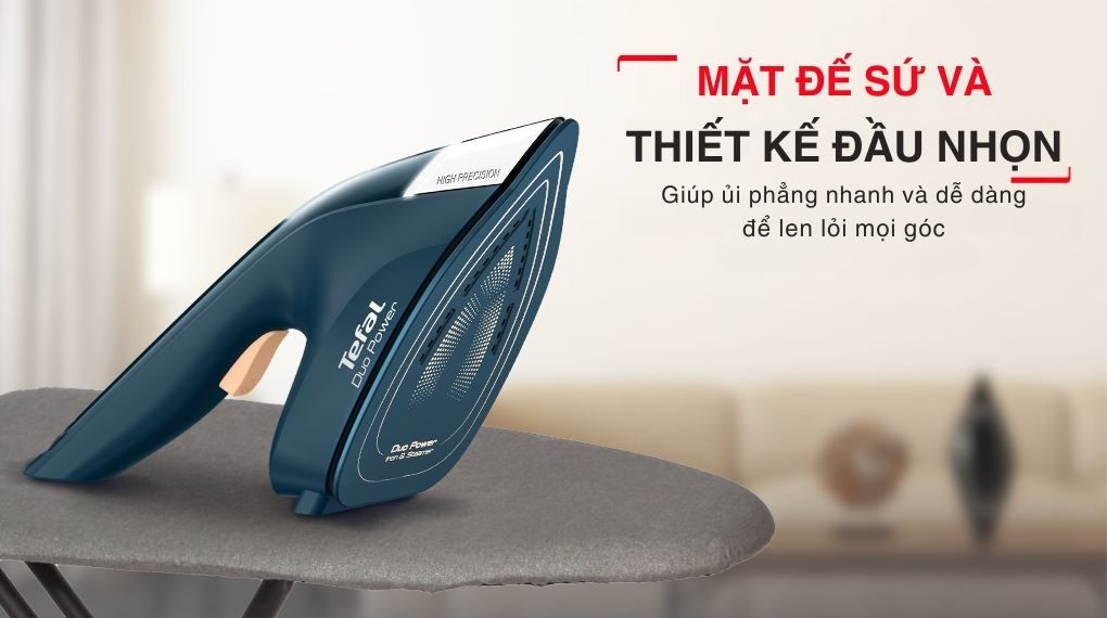 Mặt đế Ceramic chống dính – lướt êm, bảo vệ mọi loại vải  Bàn ủi hơi nước Tefal Duo Power JF4032E0