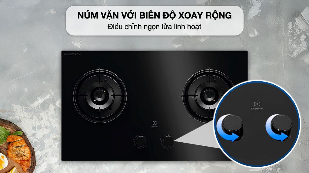 Bếp ga EHG7202BF có núm vặn chỉnh ngọn lửa to nhỏ Bếp ga EHG7202BF