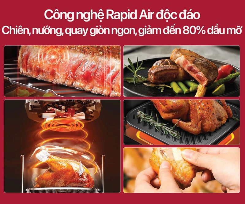 Công nghệ Rapid Air tiên tiến – Giảm đến 95% lượng dầu mỡ Roler RA-3129AS