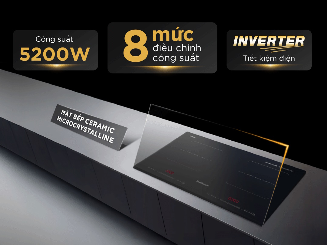 Bếp từ có 8 mức công suất Bếp từ đôi