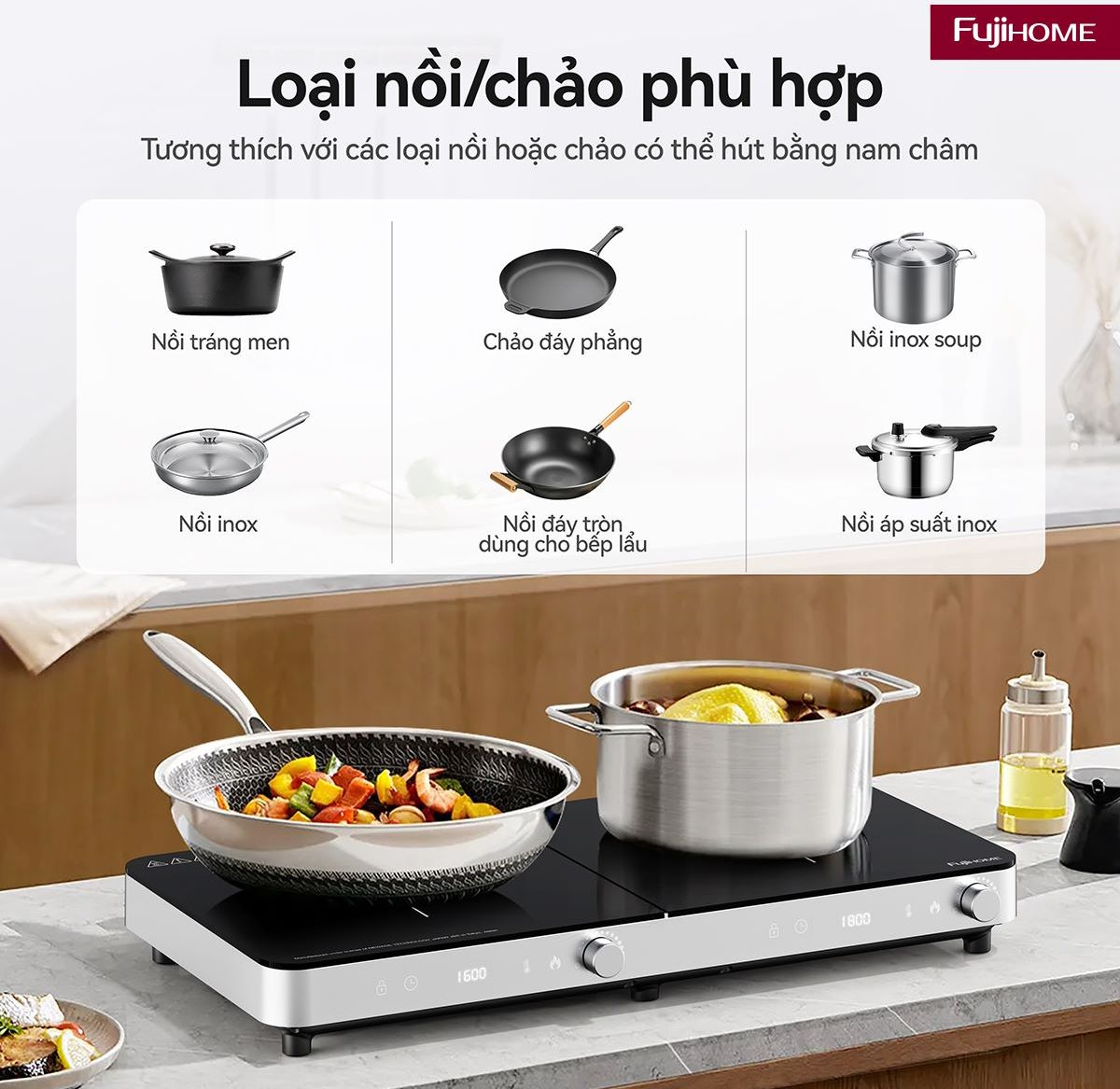 Bếp từ đôi Fujihome