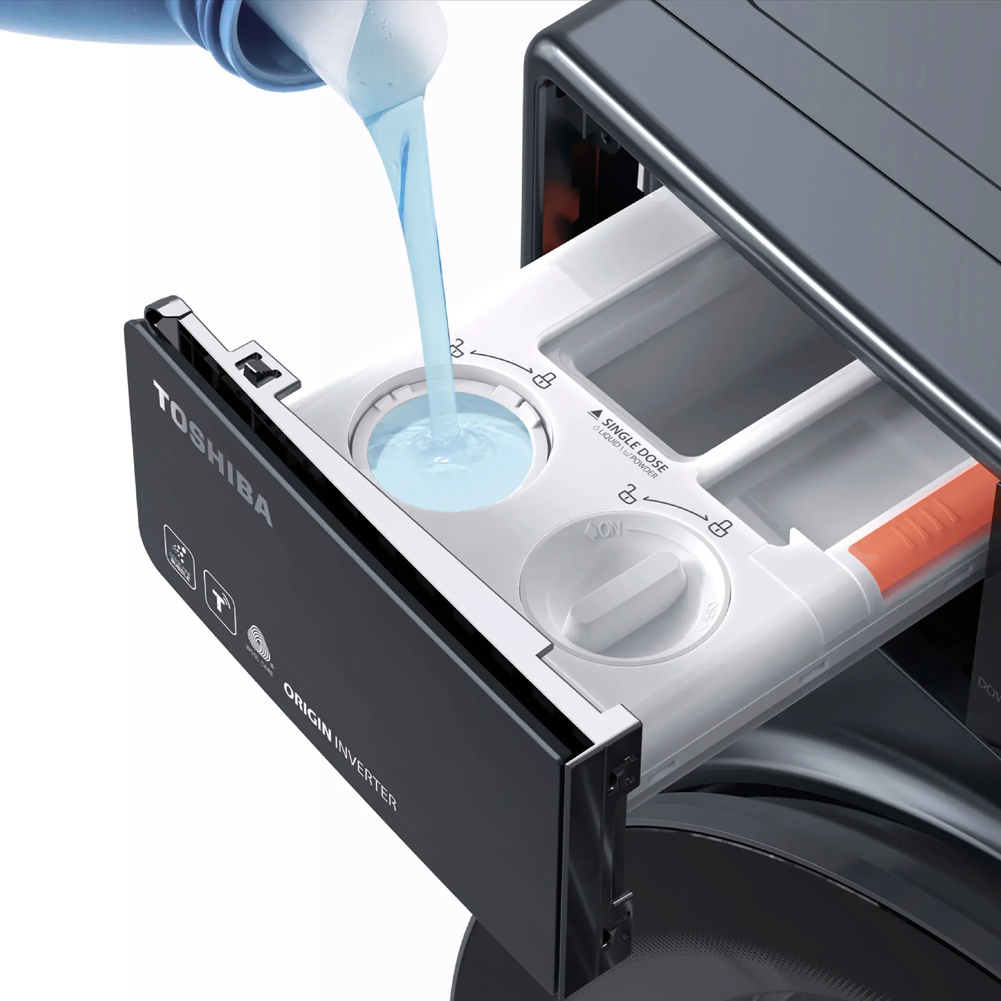 Công nghệ SenseDose – Lượng nước giặt/xả chuẩn xác Máy giặt Toshiba 13kg TW-T25BZP140MWV(MG)