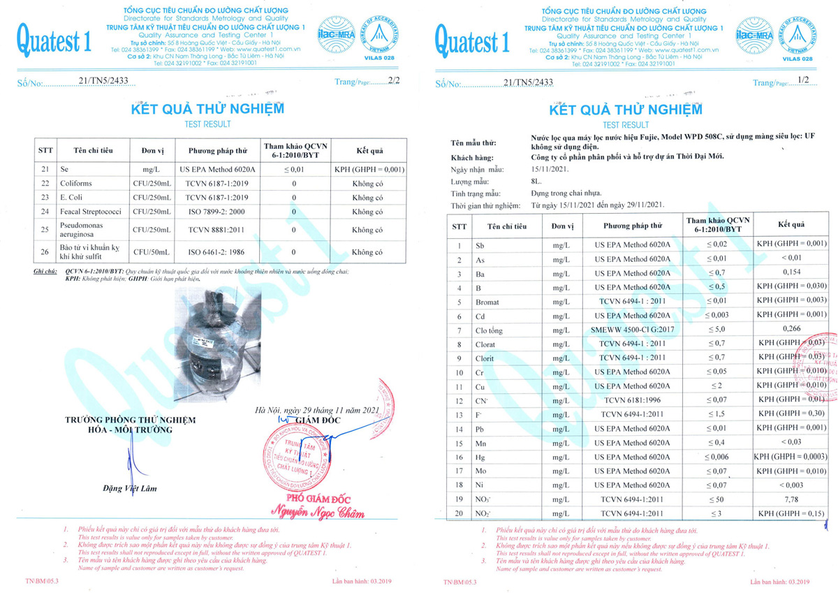 Kết quả thử nghiệm