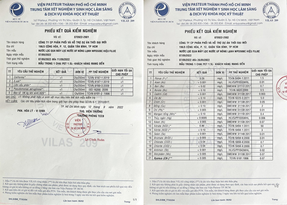 Kết quả thử nghiệm