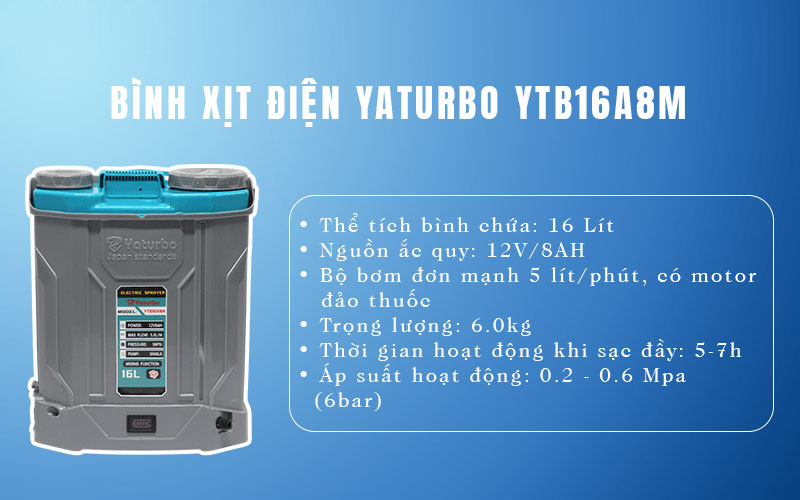 Bình xịt điện Yaturbo YTB16A8M