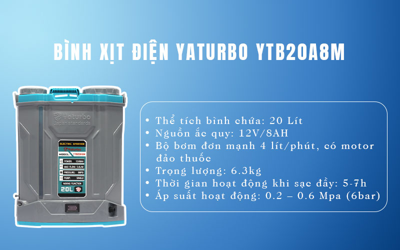 Bình xịt điện Yaturbo YTB20A8M 