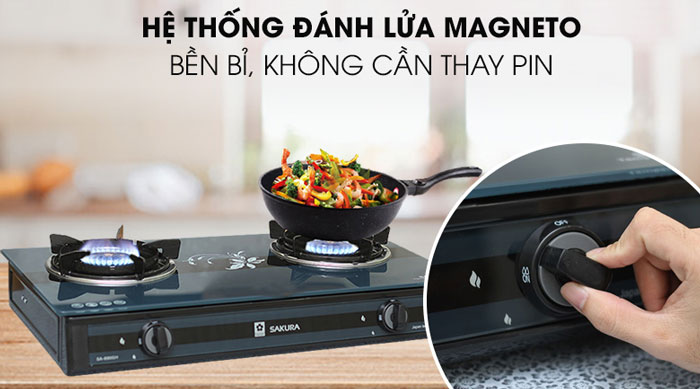 Bếp gas Sakura SA-690GB sử dụng hệ thống đánh lửa Magneto Bếp gas Sakura SA-690GB sử dụng hệ thống đánh lửa Magneto