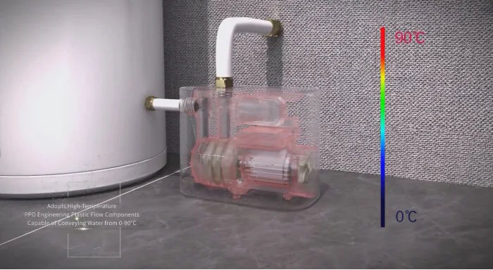 Máy bơm tăng áp biến tần bơm được nước nóng tới 90 độ C Máy bơm tăng áp biến tần