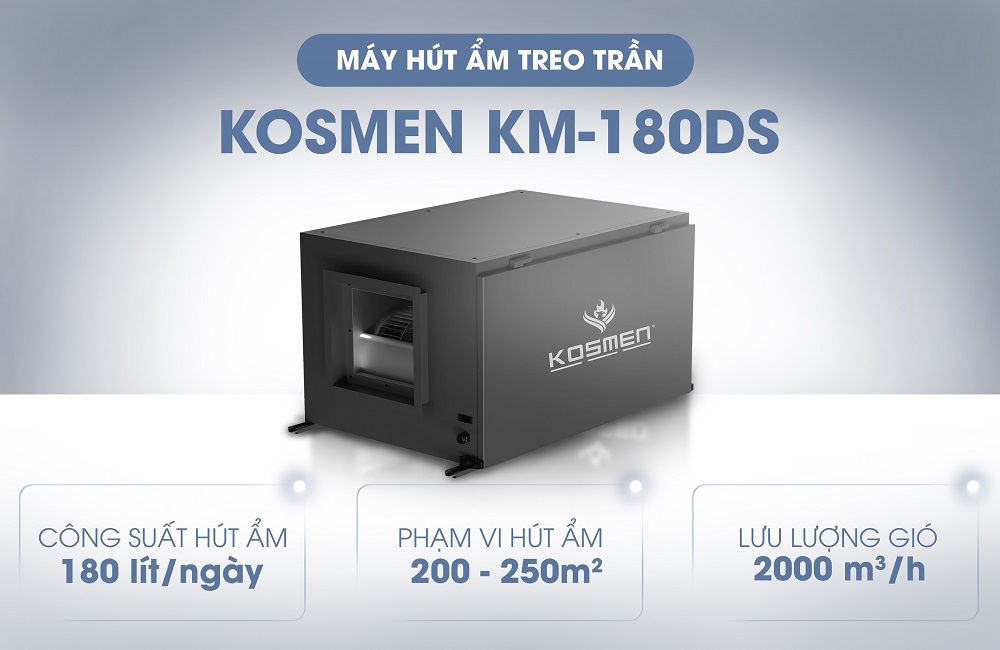 Máy hút ẩm treo trần Kosmen KM-180DS Máy hút ẩm treo trần Kosmen KM-180DS