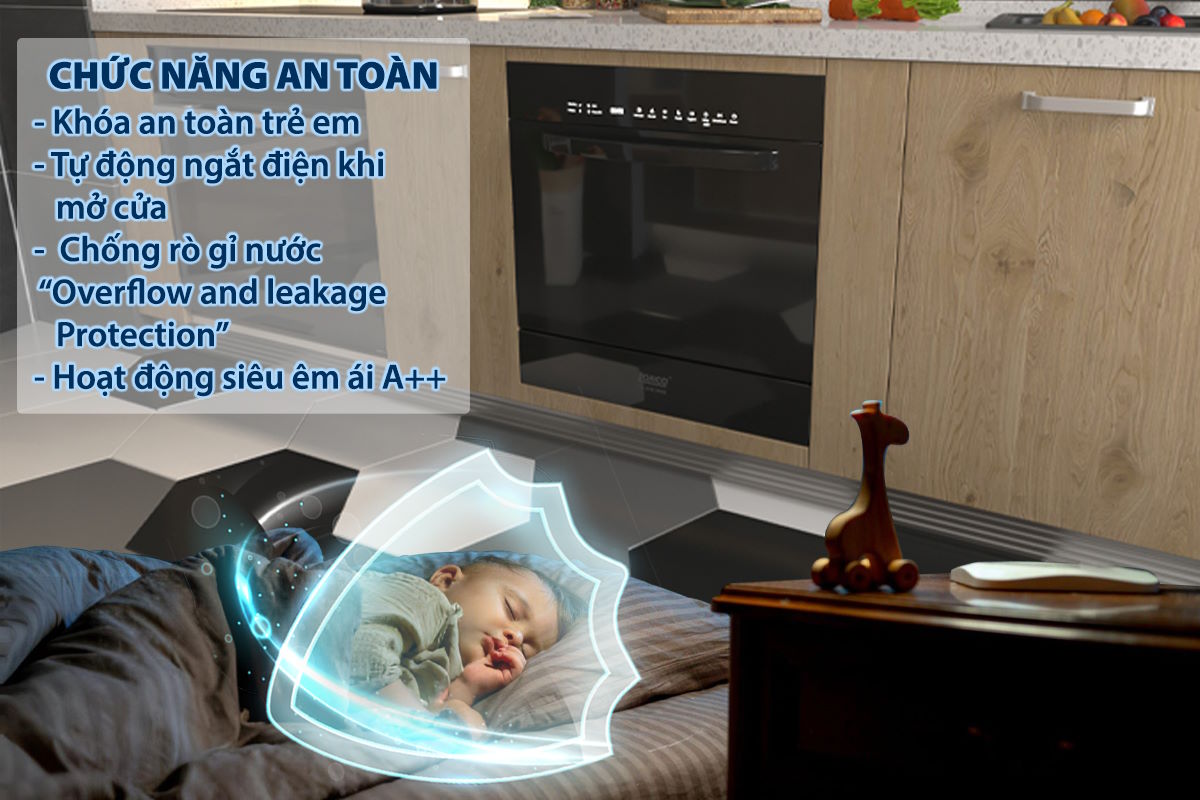 Tính năng an toàn và tiện ích thông minh Máy rửa bát TA 916DWB