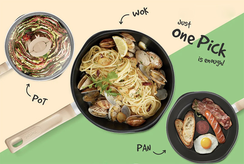 Chảo nồi có nắp Tefal đa năng 3 trong 1 24cm