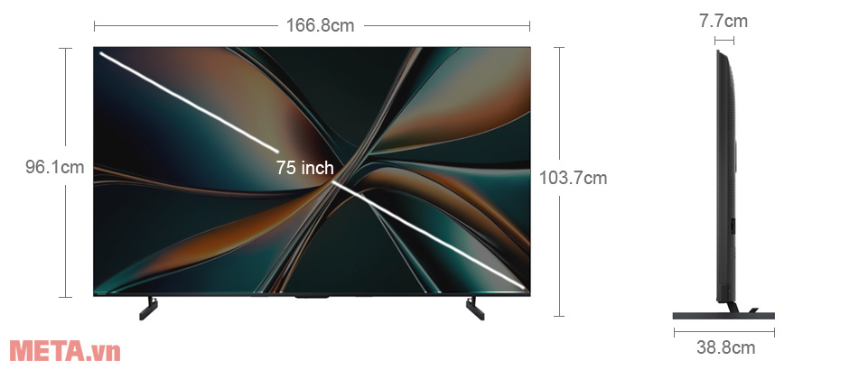 Kích thước Smart Tivi Mini-LED ULED Hisense 4K 75 inch 75U6Q Smart Tivi Mini-LED ULED Hisense 4K 75 inch 75U6Q