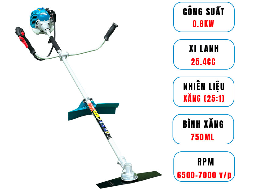 Máy cắt cỏ 2 thì có công suất lớn cắt cỏ nhanh Máy cắt cỏ 2 thì