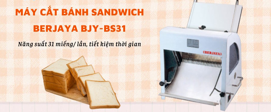 Thiết kế chắc chắn, thẩm mỹ và đạt tiêu chuẩn an toàn thực phẩm Máy cắt lát bánh mì sandwich Berjaya BJY-BS31