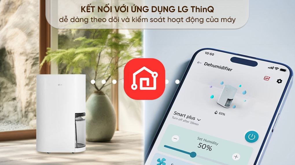 Điều khiển và giám sát từ xa với LG ThinQ Máy hút ẩm LG