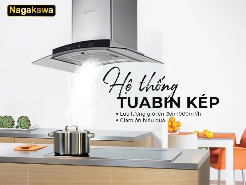Hệ thống tuabin kép – Hút nhanh, giảm ồn hiệu quả Nagakawa NKCH02M70