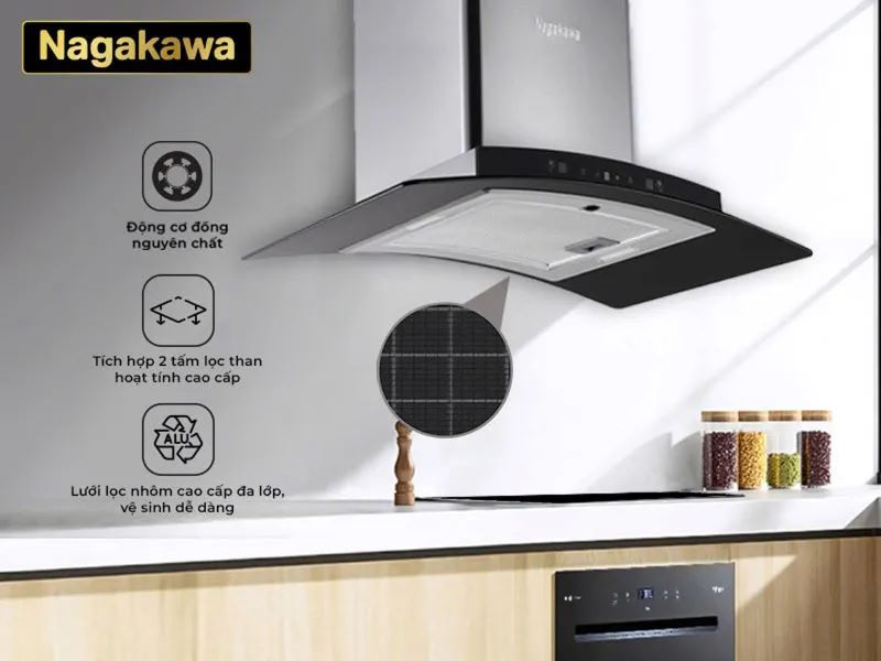 Hệ thống lọc mỡ và than hoạt tính cao cấp Nagakawa NKCH08M70