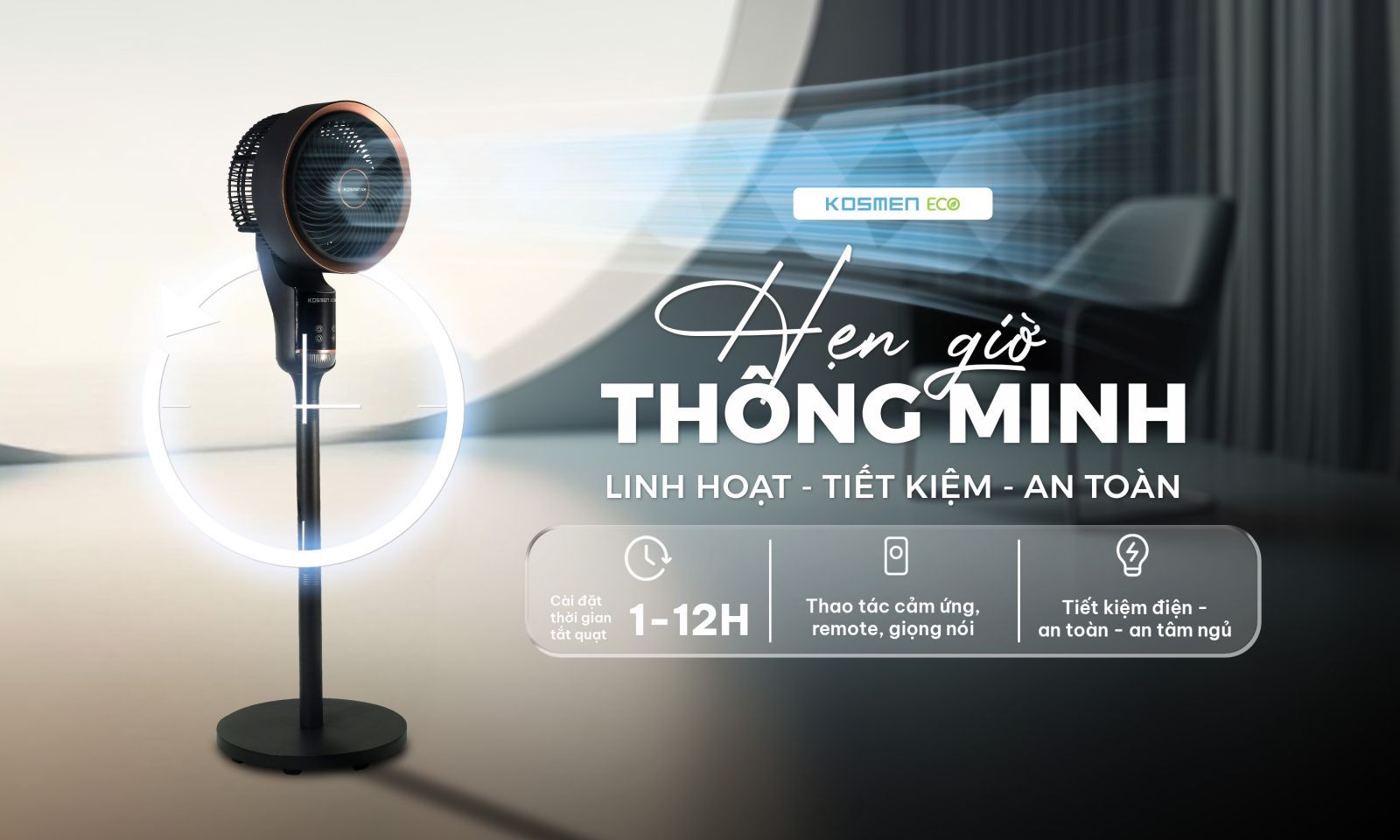 Chức năng hẹn giờ tiện lợi – Tiết kiệm năng lượng tối ưu Kosmen ECO-F40AI-B