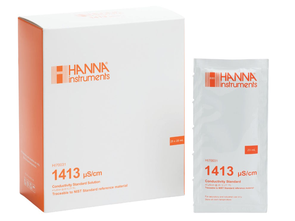 Dung dịch hiệu chuẩn độ dẫn (EC) Hanna HI70031P (1413 µS/cm, 25 gói x 20ml)