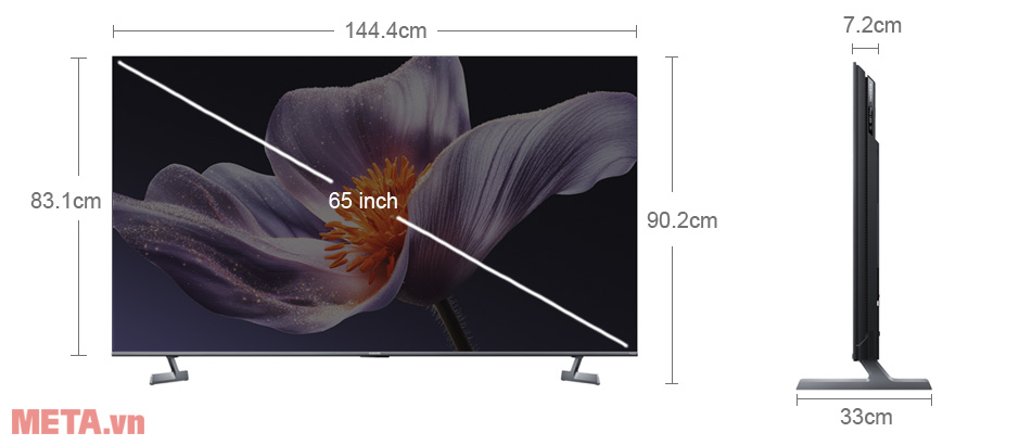 Kích thước Google Tivi Xiaomi S Pro Mini LED 4K 65 inch L65MB-SSEA Google Tivi Xiaomi S Pro Mini LED 4K 65 inch L65MB-SSEA