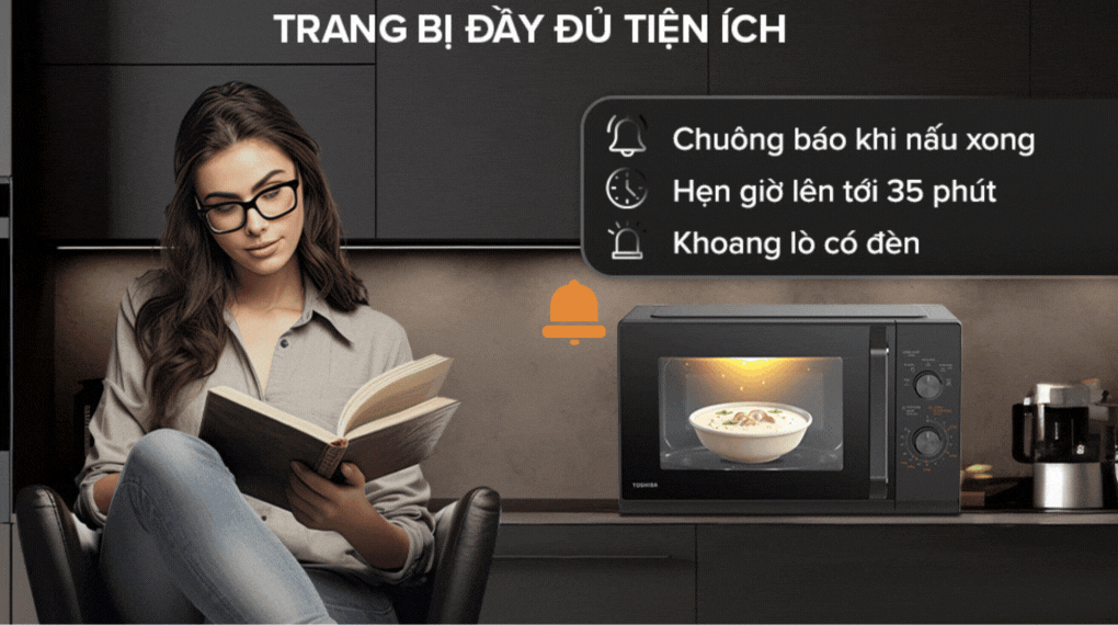 Toshiba MW3-MM25PE(BK) có hẹn giờ tối đa 35 phút Toshiba MW3-MM25PE(BK)