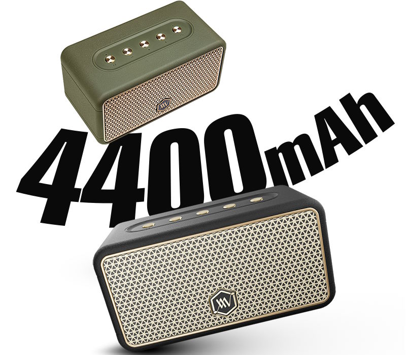 Pin 4.400mAh – Thỏa sức nghe nhạc cả ngày Loa Alpha Works