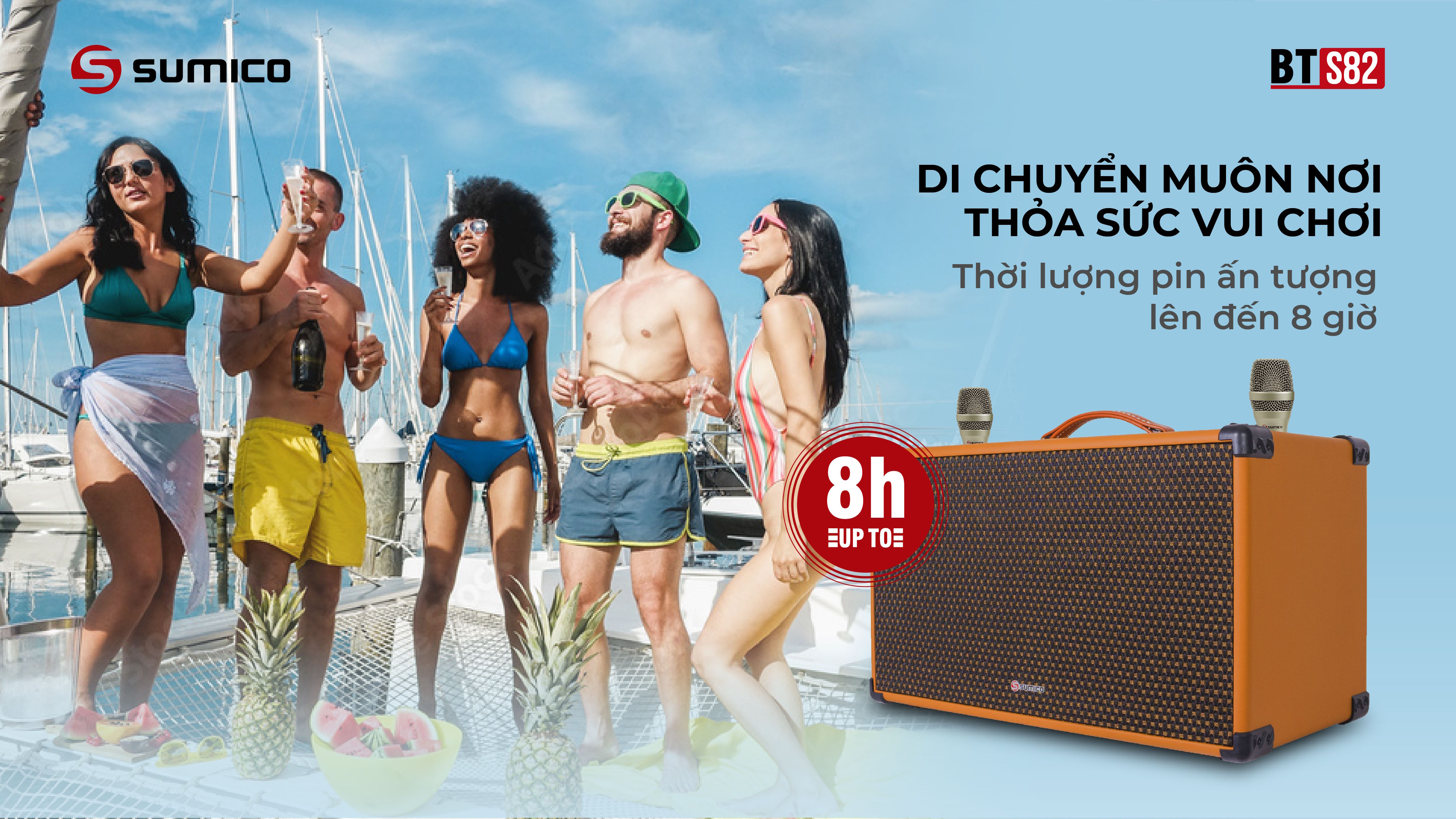 Thời lượng pin ấn tượng – hát suốt ngày dài Loa Sumico BT-S82