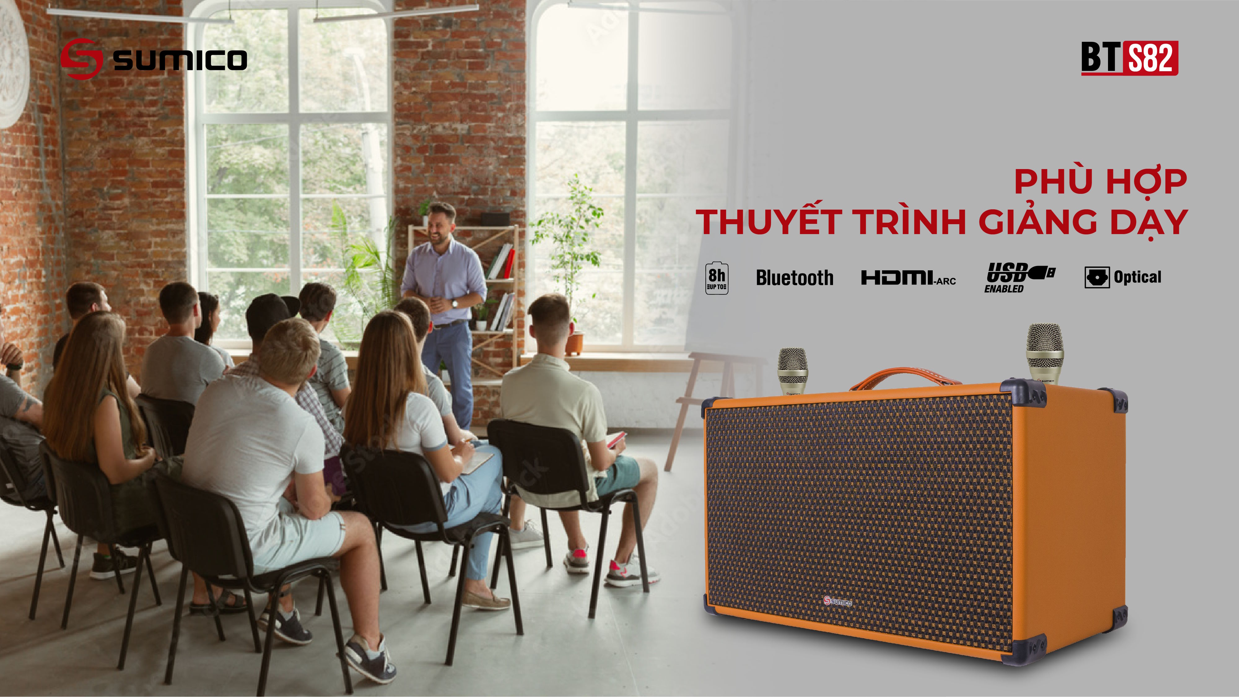 Ứng dụng linh hoạt – giải trí, giảng dạy, hội thảo đều hoàn hảo Loa karaoke di động Sumico