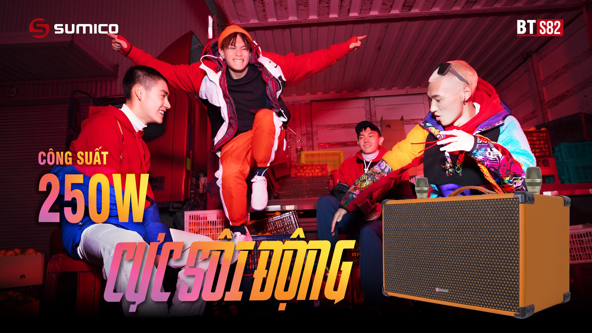 Âm thanh sống động, mạnh mẽ với công suất 250W Loa karaoke Sumico BT-S82