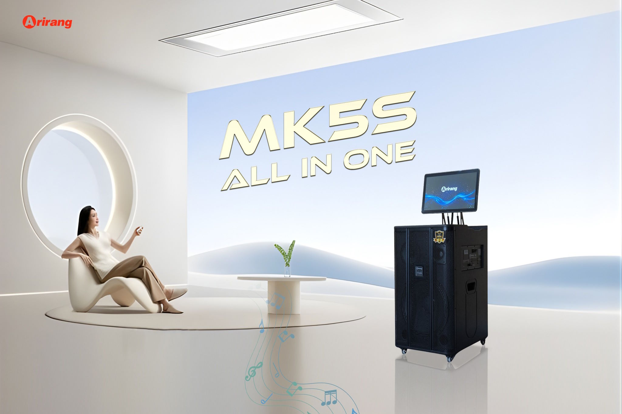 Thiết kế tiện lợi – Di động linh hoạt Loa kéo màn hình Arirang MK5S