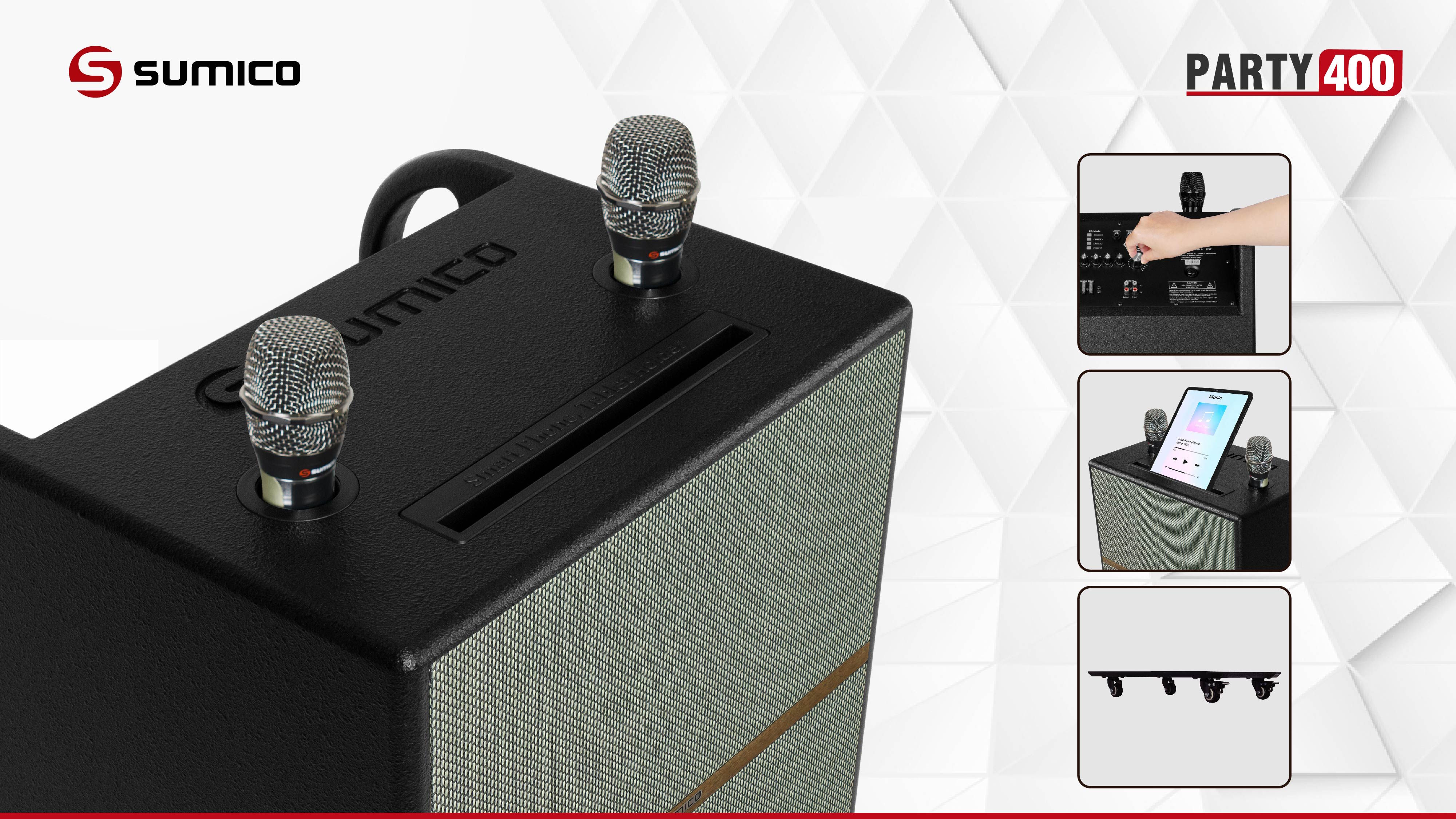 Trang bị 2 micro không dây cao cấp Sumico Party 400