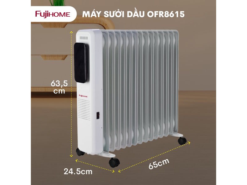 Kích thước của máy sưởi dầu Fujihome Máy sưởi dầu Fujihome