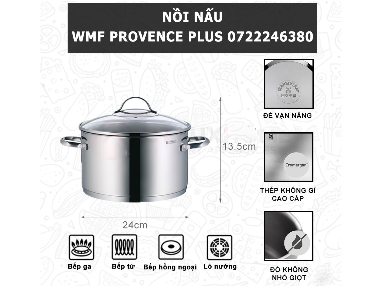 Nồi inox đáy từ WMF Provence Plus 24cm 0722246380 Nồi inox đáy từ WMF Provence Plus 24cm 0722246380