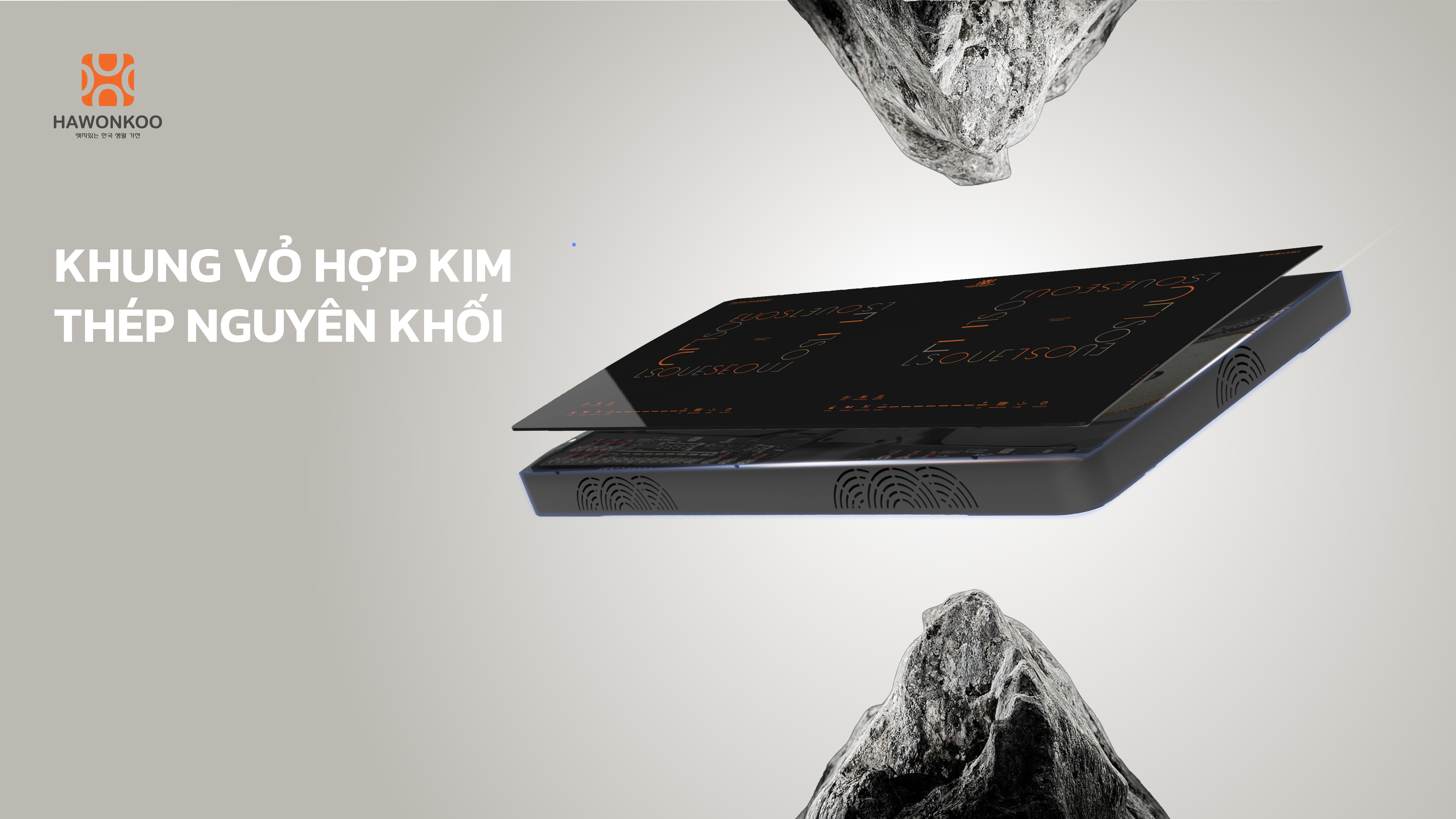 Khung vỏ hợp kim thép nguyên khối – Bền bỉ, an toàn vượt trội Bếp từ Hawonkoo Inverter CEH-288