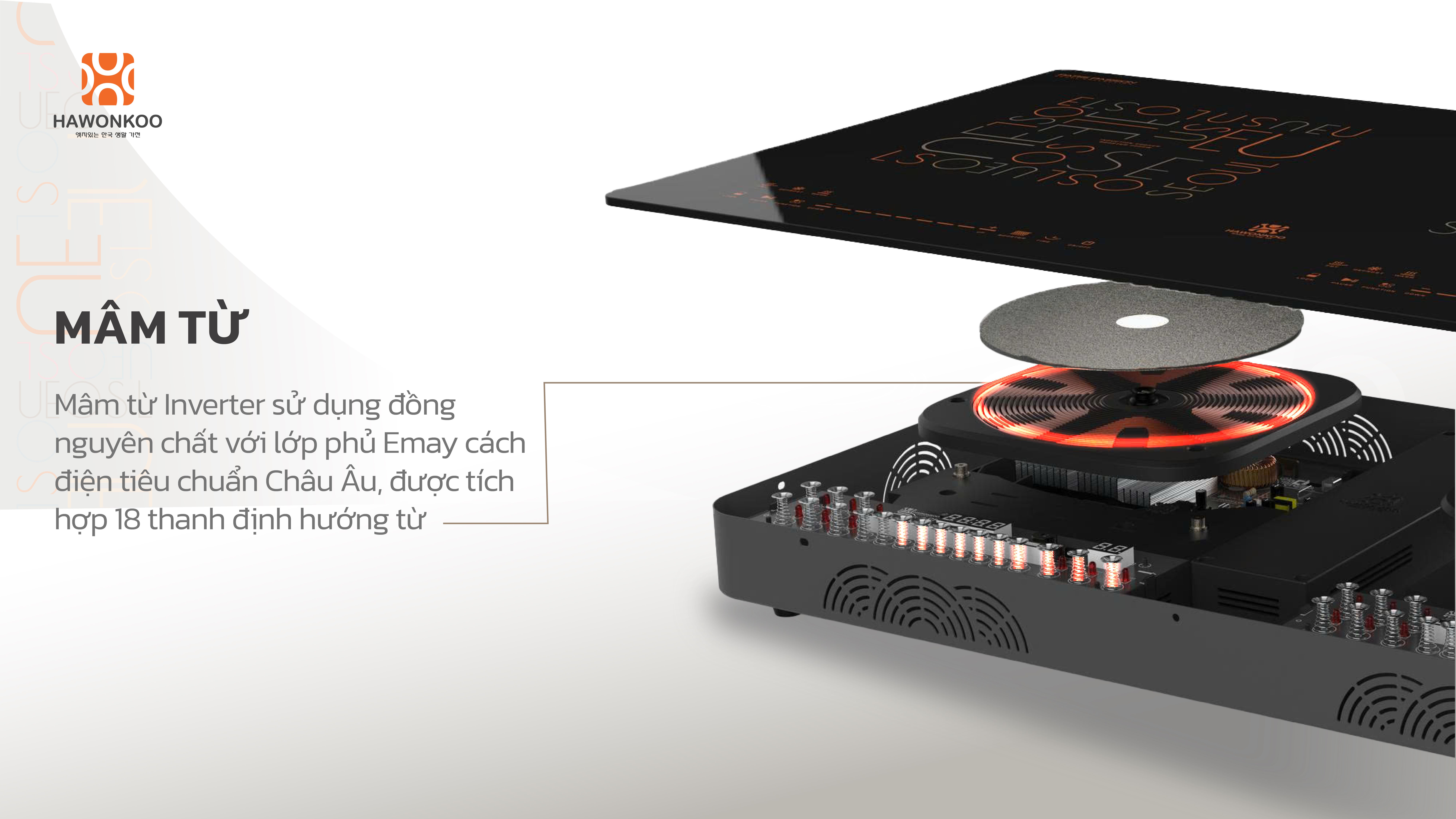 Mâm từ đồng nguyên chất – Gia nhiệt nhanh, nấu ăn chuẩn xác Bếp từ Hawonkoo CEH-288